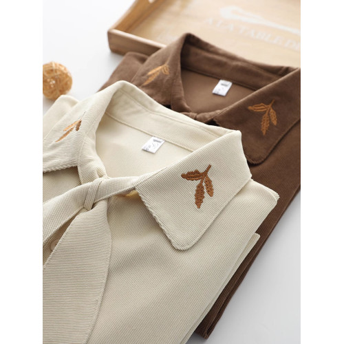 日系森女可愛兔耳朵刺綉領口單排釦泡泡袖磨毛加厚襯衫氣質襯衣秋 日系森女可愛兔耳朵刺綉領口單排釦泡泡袖磨毛加厚襯衫氣質襯衣秋