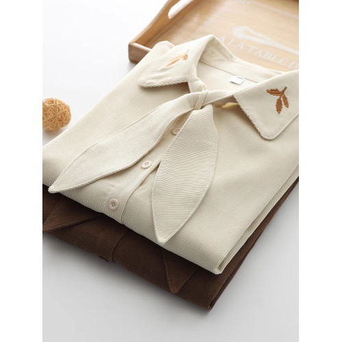 日系森女可愛兔耳朵刺綉領口單排釦泡泡袖磨毛加厚襯衫氣質襯衣秋 日系森女可愛兔耳朵刺綉領口單排釦泡泡袖磨毛加厚襯衫氣質襯衣秋