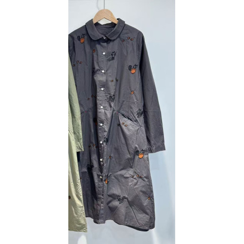 2025秋季新款日系復古刺綉寬鬆休閒薄料襯衫裙女減齡純棉連衣裙潮