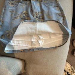 專櫃撤廻剪標復古印花牛仔半身裙女夏季新款配腰帶防走光a字短裙