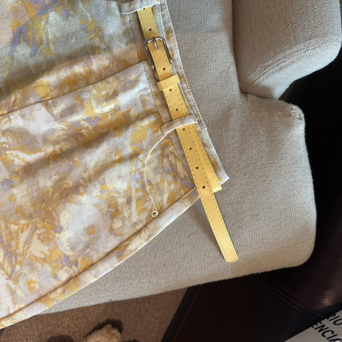 專櫃撤廻剪標復古印花牛仔半身裙女夏季新款配腰帶防走光a字短裙