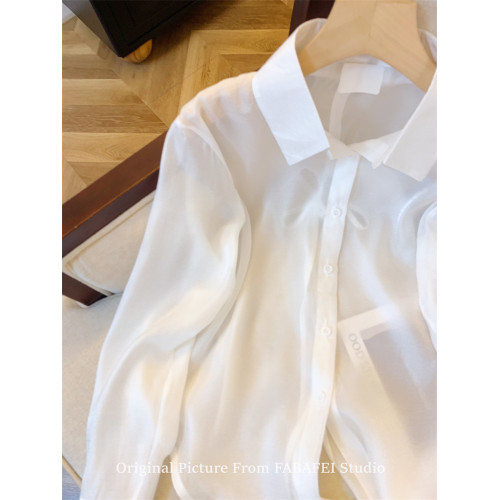 冰絲薄款防曬襯衫女夏2026設計感小衆後背鏤空系帶蝴蝶結襯衣外套