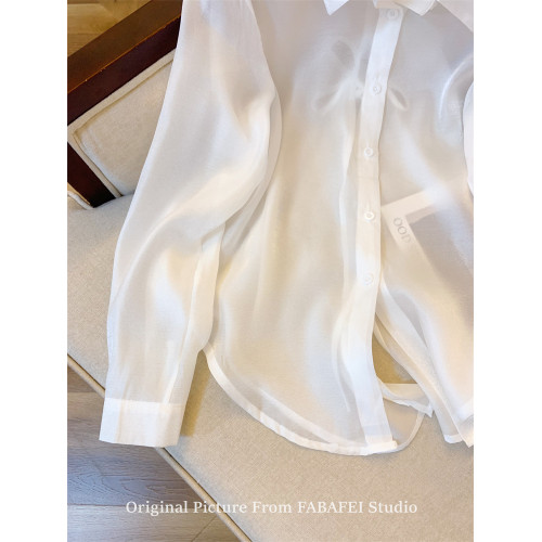 冰絲薄款防曬襯衫女夏2026設計感小衆後背鏤空系帶蝴蝶結襯衣外套