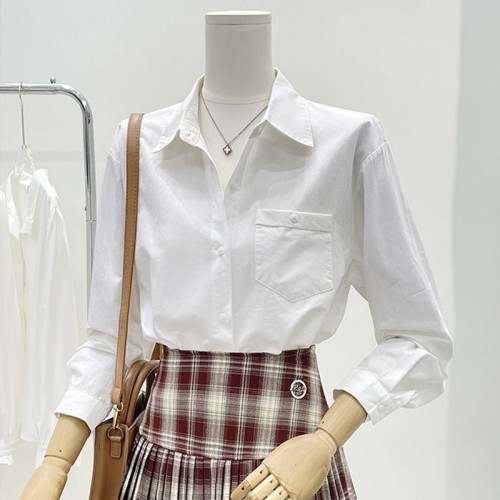 純棉藍色襯衫女早春新款別致漂亮通勤女裝法式高級感輕奢長袖上衣