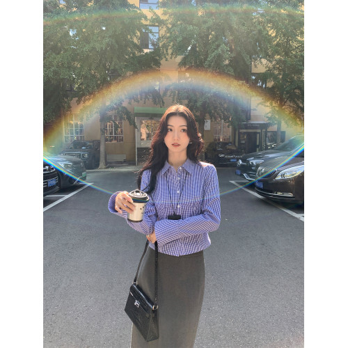 待定白色長袖襯衫女新款春秋設計感收腰顯瘦氣質學院風襯衣