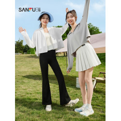 三福防曬衣女2026新款夏季小個子時尚連帽寬鬆白色防曬服外套女裝