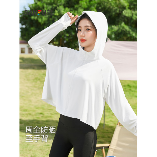 三福防曬衣女2026新款夏季小個子時尚連帽寬鬆白色防曬服外套女裝