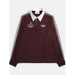 韓國badblood美式復古條紋襯衫女polo繙領學院風長袖襯衣外套上衣