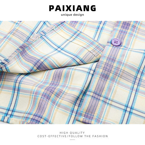 PAIXIANG/格子刺綉長袖襯衫女秋季新款打底衫設計感別致寬鬆襯衣 PAIXIANG/格子刺綉長袖襯衫女秋季新款打底衫設計感別致寬鬆襯衣