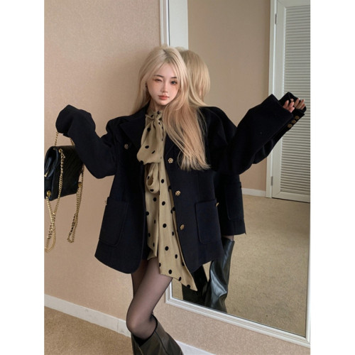 復古港風大飄帶波點時尚百搭襯衫上衣2026春季新款小香風西裝外套