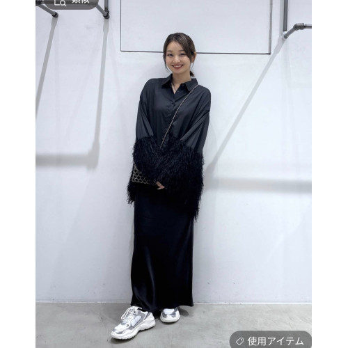 日單潮牌做工復雜設計新穎針梭結合羽毛紗拼接有範襯衫4S0