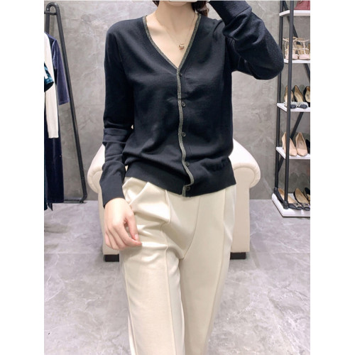 時尚針織開衫女薄款外搭V領2025春秋季外搭新款毛衣外套上衣寬鬆