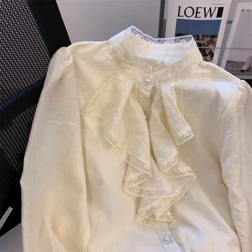 實拍 荷葉邊系帶蝴蝶結雪紡襯衫2024新秋款設計小衆長袖上衣女 實拍 荷葉邊系帶蝴蝶結雪紡襯衫2024新秋款設計小衆長袖上衣女