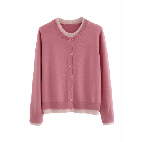 廣州十三行女裝高級歐貨樹莓粉色假兩件針織開衫玫紅毛衣外套秋冬 廣州十三行女裝高級歐貨樹莓粉色假兩件針織開衫玫紅毛衣外套秋冬