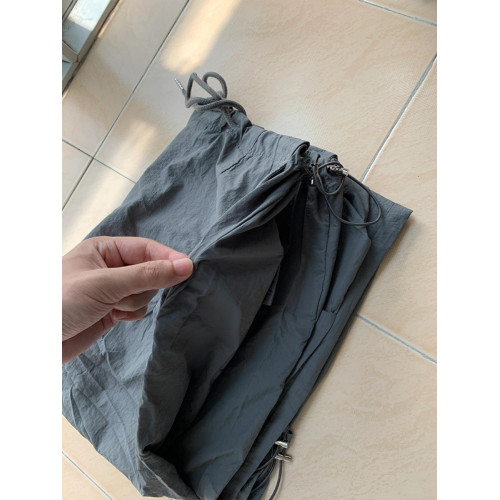 CHAO級推薦！美式復古水泥灰工裝速乾褲女夏薄款抽繩束腳濶腿長褲