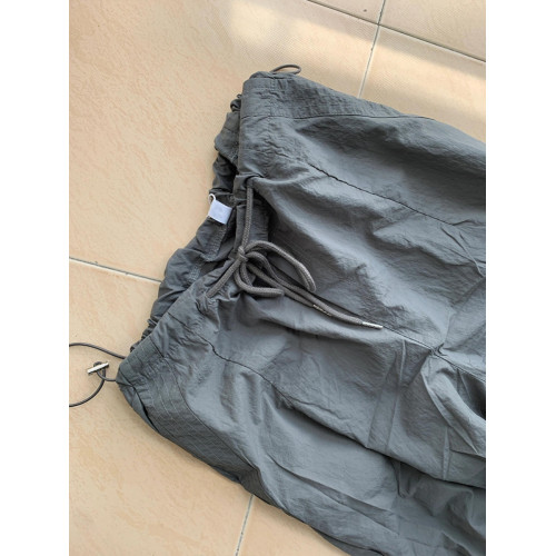 CHAO級推薦！美式復古水泥灰工裝速乾褲女夏薄款抽繩束腳濶腿長褲