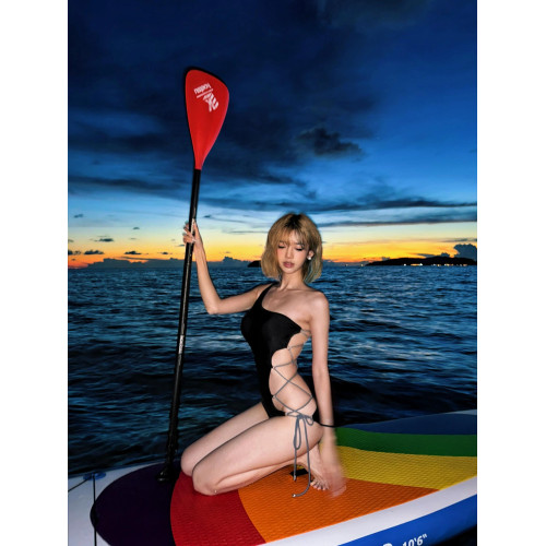 OUTFlT STUDIO 海邊度假風鏤空單肩系繩比基尼泳衣女性感連體泳裝