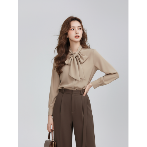 秋冬新款復古浪漫蝴蝶結襯衫女中淑韓版優雅氣質長袖輕熟雪紡上衣