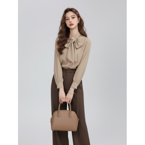 秋冬新款復古浪漫蝴蝶結襯衫女中淑韓版優雅氣質長袖輕熟雪紡上衣