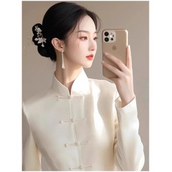 獨特漂亮上衣輕奢減齡洋氣冷淡系高級感新中式國風白色盤釦襯衫春