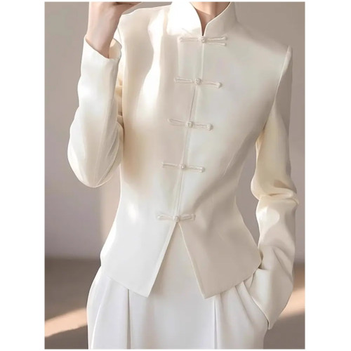 獨特漂亮上衣輕奢減齡洋氣冷淡系高級感新中式國風白色盤釦襯衫春