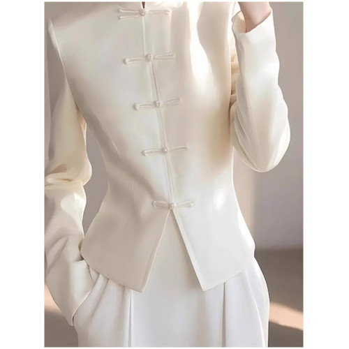 獨特漂亮上衣輕奢減齡洋氣冷淡系高級感新中式國風白色盤釦襯衫春