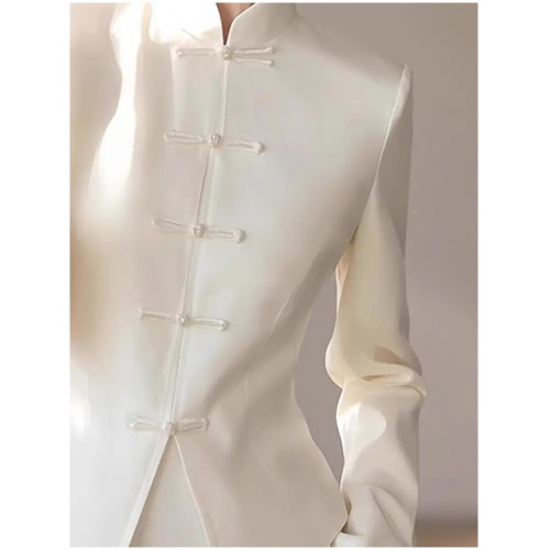 獨特漂亮上衣輕奢減齡洋氣冷淡系高級感新中式國風白色盤釦襯衫春