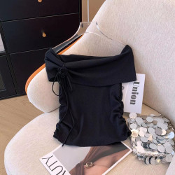 專櫃撤廻剪標法式一字領露肩短袖T恤女夏季新款立體花朵針織上衣