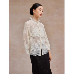 法式鏤空蕾絲衫顯瘦別致2025秋季長袖流行通勤上衣高級感輕奢小衫