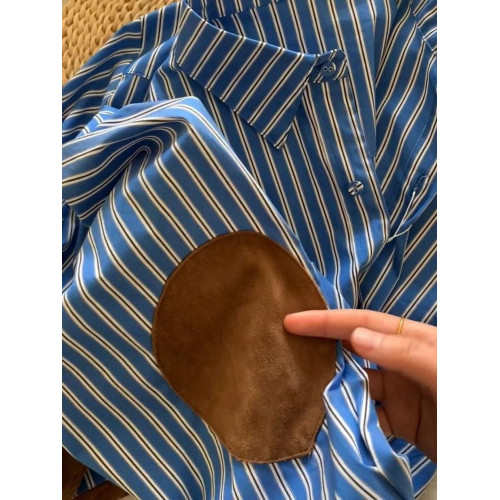 今年流行輕熟法式高級感藍白條紋襯衫女2025秋冬新款百搭減齡上衣