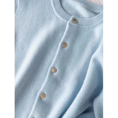 廣州十三行高貨浣熊絨軟糯藍色針織開衫上衣女秋冬季歐貨毛衣外套