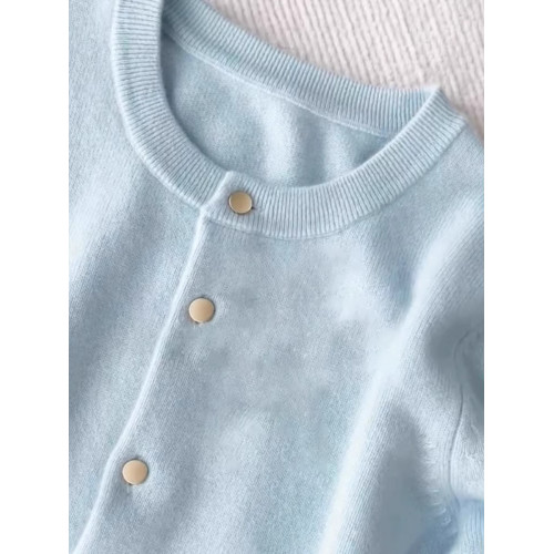 廣州十三行高貨浣熊絨軟糯藍色針織開衫上衣女秋冬季歐貨毛衣外套