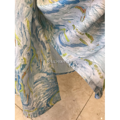 絕絕子，上身紙片人既視感！夏日穿搭藝術油畫印花顯瘦吊帶開叉裙