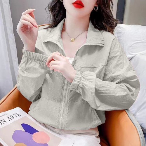 防曬衣女2025夏季新款時尚寬鬆短款輕薄立領百搭透氣防紫外線外套