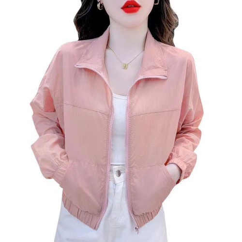 防曬衣女2025夏季新款時尚寬鬆短款輕薄立領百搭透氣防紫外線外套