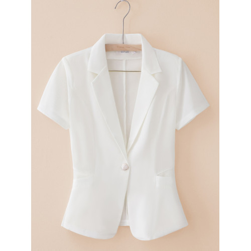 夏季女士短袖小西裝外套女大碼修身薄款網紗西服外搭小披肩防曬衣