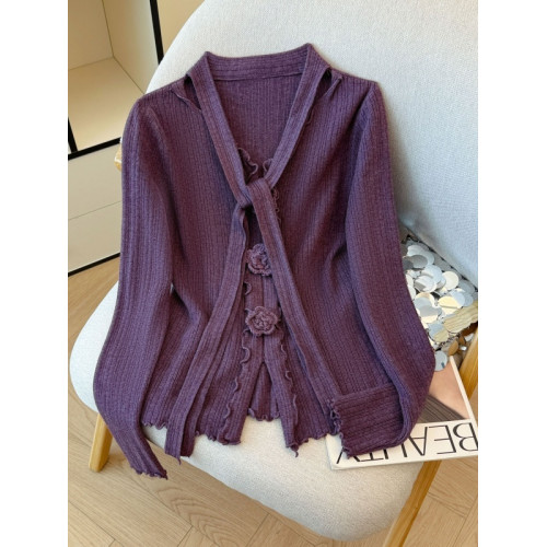 法式溫柔甜美長袖針織衫女2025秋季新款別致掛脖減齡百搭顯瘦上衣