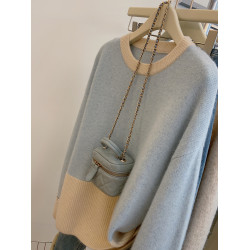 今年流行爆款重工釘珠毛衣女2025春秋新款復古拼色袖口小衆針織衫