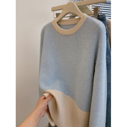 今年流行爆款重工釘珠毛衣女2025春秋新款復古拼色袖口小衆針織衫