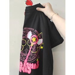 ins超火純棉黑色短袖T恤女夏季新款國潮印花半袖體恤寬鬆圓領上衣