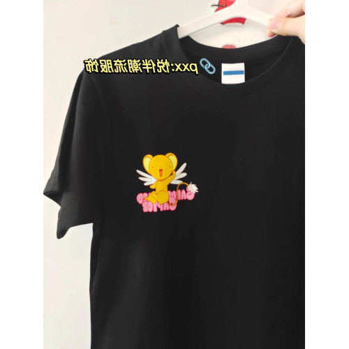 ins超火純棉黑色短袖T恤女夏季新款國潮印花半袖體恤寬鬆圓領上衣