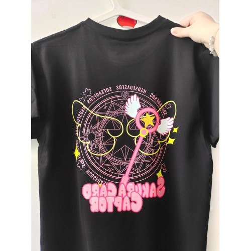 ins超火純棉黑色短袖T恤女夏季新款國潮印花半袖體恤寬鬆圓領上衣