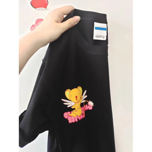 ins超火純棉黑色短袖T恤女夏季新款國潮印花半袖體恤寬鬆圓領上衣