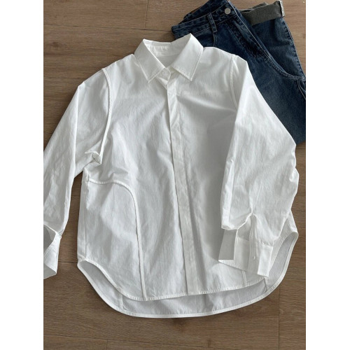 復古港風白色天絲長袖chic襯衫女2025獨特別致小衆高級感氣質襯衣