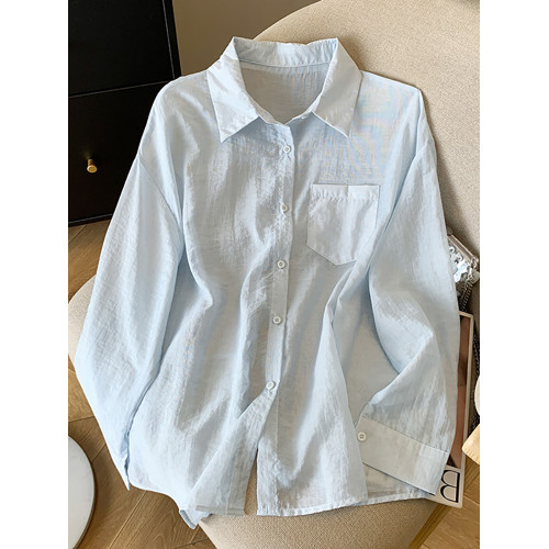 自畱款推薦~後背系帶開叉抽褶木耳邊襯衫女夏新款設計感防曬上衣