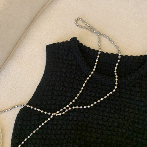 專櫃撤廻剪標華夫格圓領針織背心女夏季新款高級感別致無袖短上衣