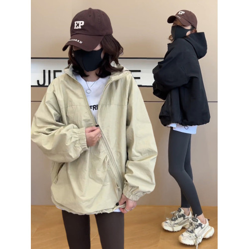 早秋款爆款連帽沖鋒衣服外套女春秋裝2025新款初秋天休閒寬鬆夾克