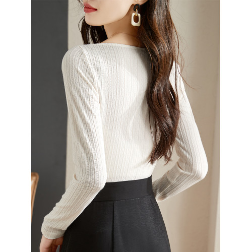 法式蝴蝶結針織打底衫女秋裝新款修身顯瘦內搭氣質百搭長袖上衣女