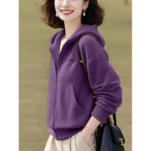 大碼衛衣女連帽外穿2025春季新款寬鬆中老年媽媽裝休閒上衣女外套