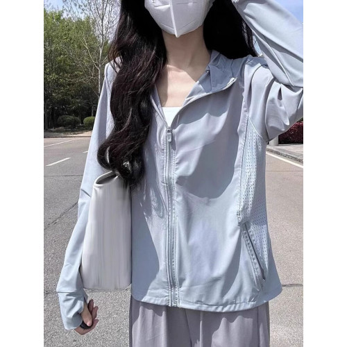 港風時尚超好看冰絲連帽透氣防曬衣服女夏季歐貨爆款薄款開衫外套